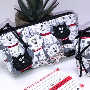 COOL CATS Asthma Inhaler Pouch, FREE Medical Alert Card, Slim Zipper Pouch, Clip-on Inhaler Case, Inhaler Holder, Caduceus Charm