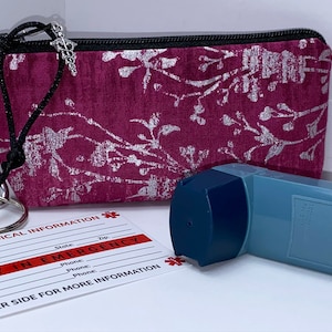 GLITZY SILVER Inhaler Case, Asthma Puffer, Clip-on Inhaler Pouch, Inhaler holder, Inhaler keychain, Coin Pouch