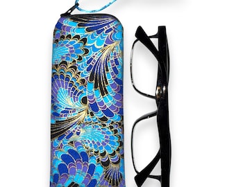 Zipper Top Reading Glasses Case - Super Slim Eyeglasses Pouch Storage for Women Readers Protective Accessory