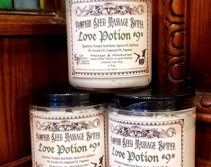 Love Potion #9 - Natural Pumpkin Seed Massage Butter Cream - Bath and Body, Handmade - Love Potion Magickal Perfumerie