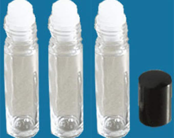 Set of 3 - 10ml empty Roll-On Bottle with Black Cap