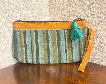 Pochette guatémaltèque / Trousse de maquillage - Cuir / Coton