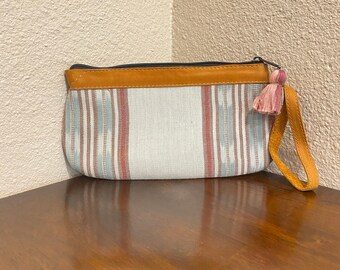 Pochette guatémaltèque / Trousse de maquillage - Cuir / Coton