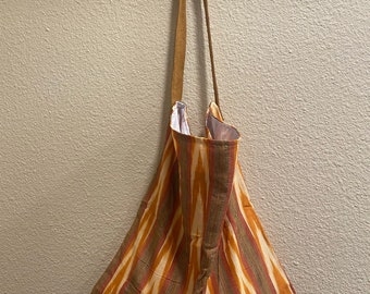 Fourre-tout du marché guatémaltèque / Une poignée en cuir de 28 pouces / Sac de marché