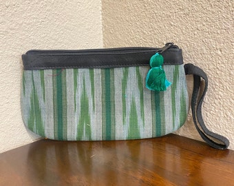 Pochette guatémaltèque / Trousse de maquillage - Cuir / Coton