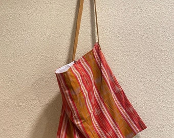 Fourre-tout du marché guatémaltèque / Une poignée en cuir de 28 pouces / Sac de marché