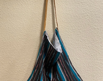 Fourre-tout du marché guatémaltèque / Une poignée en cuir de 28 pouces / Sac de marché