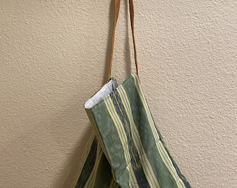 Fourre-tout du marché guatémaltèque / Une poignée en cuir de 28 pouces / Sac de marché