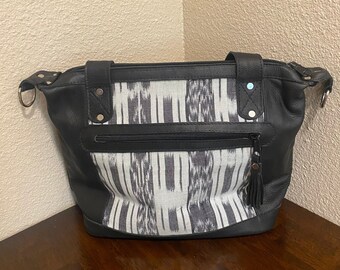 Sac de jour guatémaltèque avec bandoulière - cuir / coton