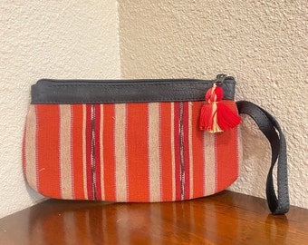 Pochette guatémaltèque / Trousse de maquillage - Cuir / Coton
