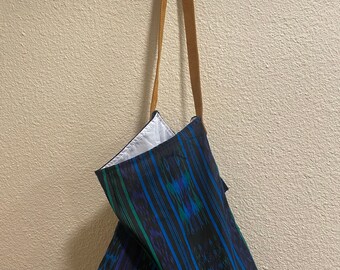 Fourre-tout du marché guatémaltèque / Une poignée en cuir de 28 pouces / Sac de marché