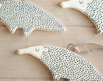 Anteater Ornament - Clay Figurine, Animal Window Decoration, Home Decor, Christmas Tree Decoration