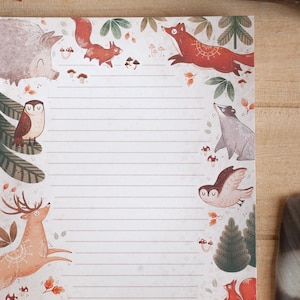 Woodland Animal Notepad A5 - Glued Notepad, Woodland Sheets with Lines, Lined Notebook, Forest Stationery, Woods, Post-it Notes