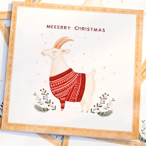 Ziege Weihnachtskarte - Geschenk Karte Tier, Illustration, Weihnachtspullover, Illustration, Artwork, Vegan, Tierrechte