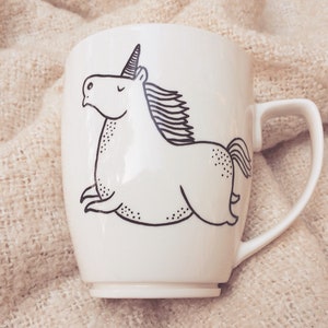 Unicorn mug hand painted cup quirky animal dish letters funny rude horse cute cup funky hipster cartoon text magic rainbow zebra pony image 4