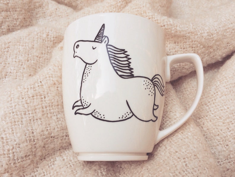 Unicorn mug hand painted cup quirky animal dish letters funny rude horse cute cup funky hipster cartoon text magic rainbow zebra pony image 4