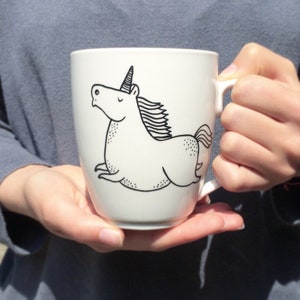 Unicorn mug hand painted cup quirky animal dish letters funny rude horse cute cup funky hipster cartoon text magic rainbow zebra pony image 5