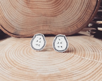 Hedgehog earrings - a pair of hand illustrated studs wild animal woods stud jewelry vegan forest fauna porcupine nature gift summer present