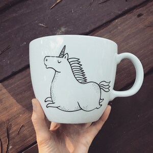 Unicorn mug hand painted cup quirky animal dish letters funny rude horse cute cup funky hipster cartoon text magic rainbow zebra pony image 6