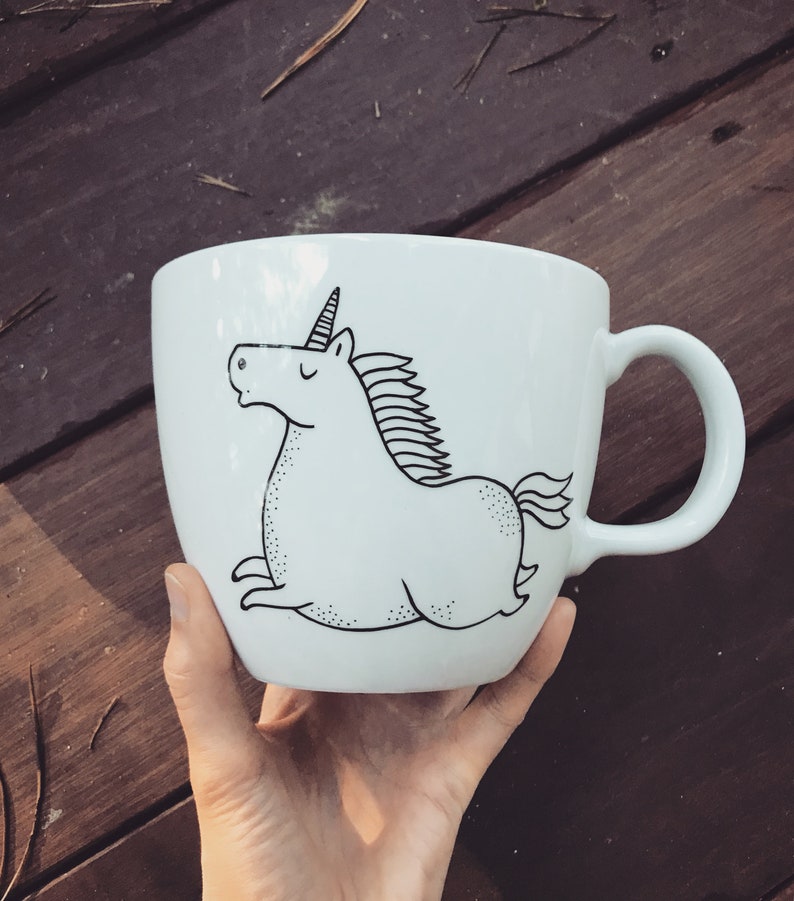 Unicorn mug hand painted cup quirky animal dish letters funny rude horse cute cup funky hipster cartoon text magic rainbow zebra pony image 6