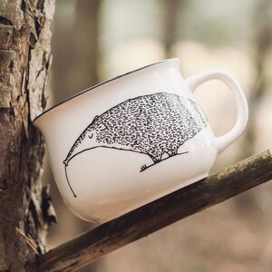 Anteater Ceramic Vintage Mug hand painted oldschool quirky wild enamel animal cute rustic cabin woods forest gift image 3