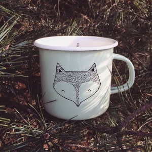 LARGE Fox Enamel Camping Mug hand painted cup quirky wild fox animal funny cute outdoors forest woodland animal woods summer gift image 7