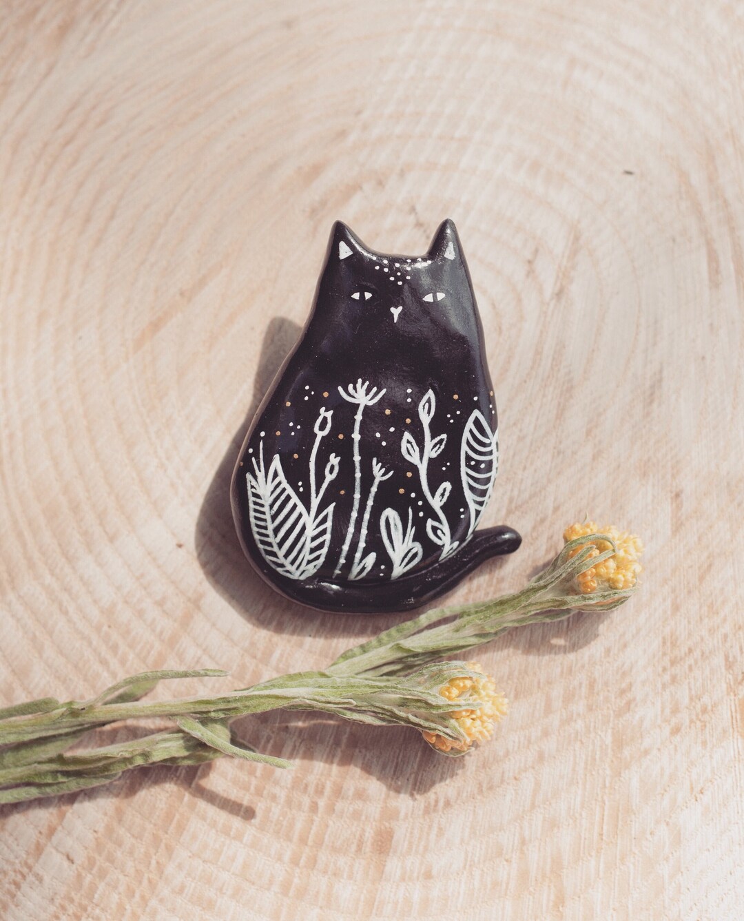 Black Cat Pin OR Magnet - Handmade Polymer Clay Lapel Pin, Animal ...