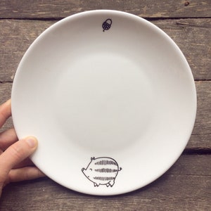 Wildschwein Ferkel Teller - handbemalt illustriert schrullig wildes Tier Dessert Teller lustiges niedliches Wald Wald Brei Cartoon Kinder Küche Geschenk