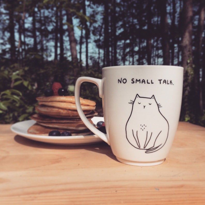 Cat Mug Personalised Antisocial hand painted cup not today leave funny hipster dark humour quirky animal cute funky vegan cartoon comic image 8