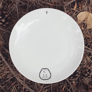 Hedgehog Dessert Plate - hand painted quirky wild animal funny cute dish forest woods fauna present cartoon kids kitchen gift woodland