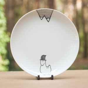 NEW Mountain Goat Plate - hand painted quirky wild animal cute goat chamois dish forest woods present cartoon kids kitchen gift mountains