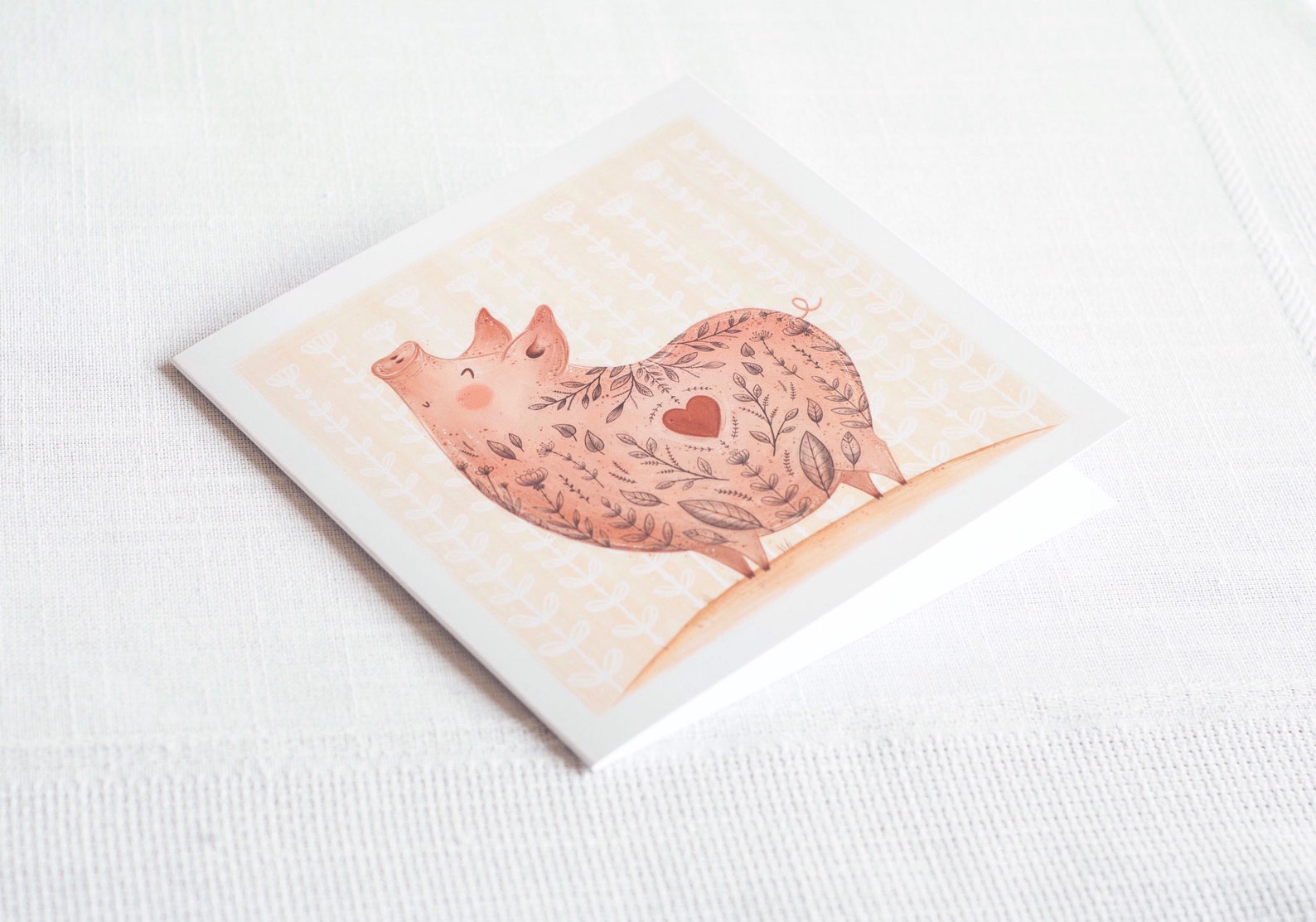 Pig Gift Card Greeting Birthday Card Animal Postcard Piglet Etsy