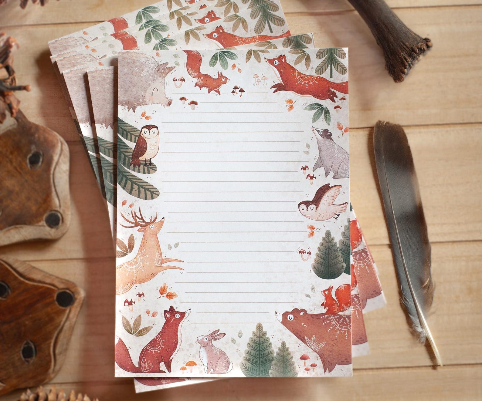 Woodland Animals Notepad - Glued Notepad A5, Forest Animal Sheets With ...