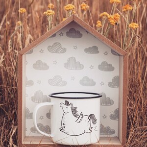 Pegasus Enamel Camping Mug - Hand-painted Camper Mug, Outdoors Lover, Unicorn illustration, Horse Art image 5