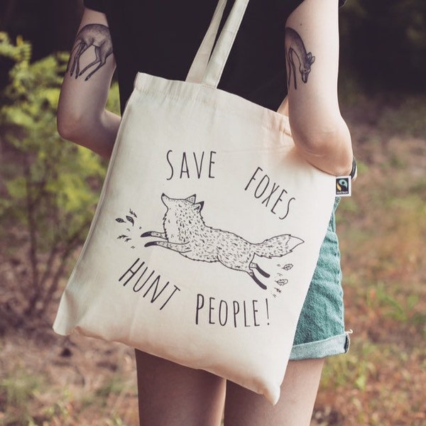 Eko Torba Lis - Bawełniana torba z lisem prawa zwierząt vegan zakaz polowań prawa zwierząt prezent zwierzęta ekologia wege