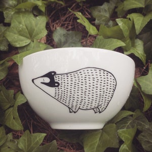 Cuenco de tejón: plato de bosque pintado a mano, peculiar, animal salvaje, divertido y lindo plato, bosque, fauna, regalo de dibujos animados para niños, cocina, zorro