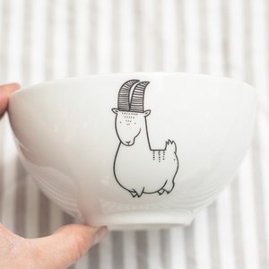 Bergziege Schale handbemalt Tierschälchen Tier witzig niedlich Bergziege Tier Geschenk Cartoon Kinderküche Küche