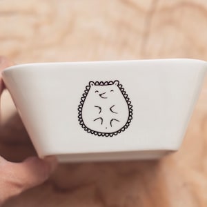 Hedgehog bowl - hand painted ceramic dish kids quirky wild nature woodland outdoors cute dish forest cereal present cartoon kitchen gift