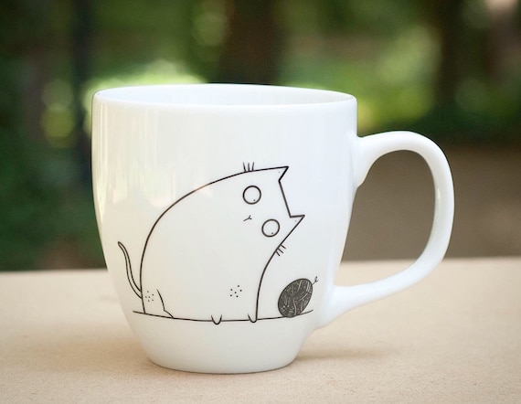 Tasse Avec Petit Chat En Céramique Avec Poignée