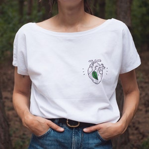 Vegan At Heart ladies T-shirt women love animals anatomical heart tattoo Tshirt shirt tee veganism minimalistic plant based animal rights image 1