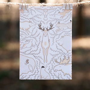 Woodland Animals Card - Greeting Card Postcard Wild fox wolf Vegan nursery Quirky Funny Gift Present Cartoon animal rights illustration