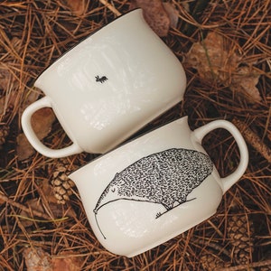Anteater Ceramic Vintage Mug hand painted oldschool quirky wild enamel animal cute rustic cabin woods forest gift image 6