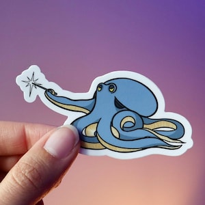 Wizard Octopus Sticker | Magic Wand Octopus Sticker| Funny Animal | Journaling, Notebook, Laptop, cellphone, Scrapbooking
