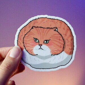 Whimsical Cat Meme Waterproof Sticker - Great for Cat Enthusiasts! Perfect for Journaling, Notebooks, and Laptops