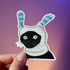 Meme Cat Hat | Funny Cat Sticker | Vinyl Sticker | Laptop, Hydro Flask, Notebook, Water Bottle, Tumbler