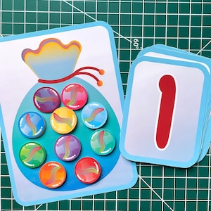 Marbles Counting Activity, Learning to Count, Numbers 1-10 Count, Preschool Printable Busy Book, Learn Numbers for Toddlers