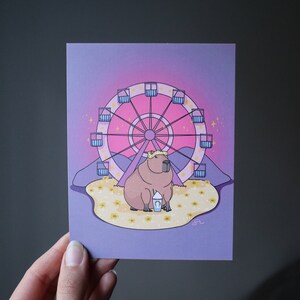 Capybara Art Print | Cute Animal Art Print | Postcards | Coachella Postcards | Mini Art Print | Cute Postcard
