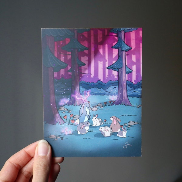 Magic bunnies Art Print | Cute Animal Art Print | Postcards | Bunnies Postcards | Mini Art Print | Cute Postcard | Holiday card