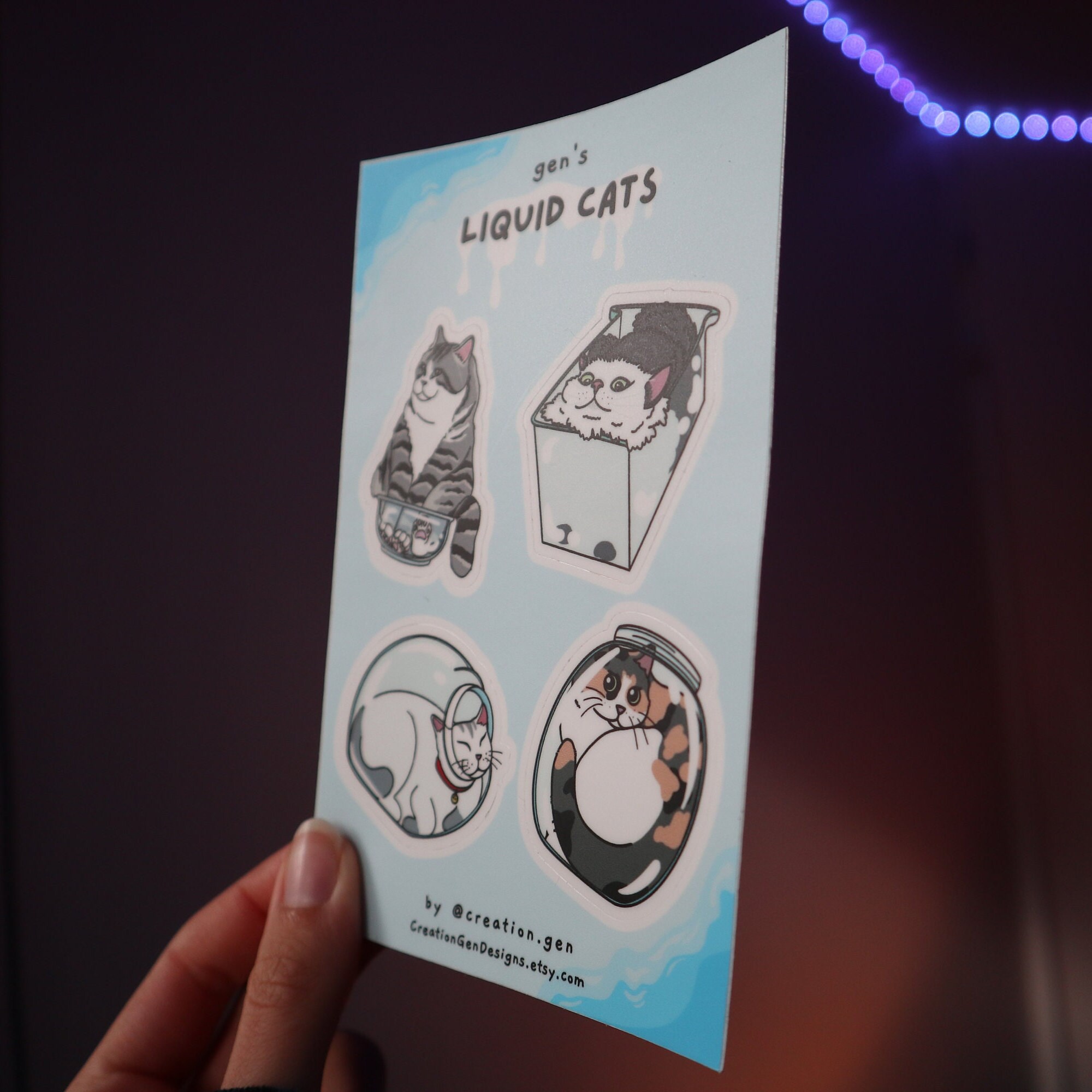 Funny Cat Sticker Sheet | Funny Liquid Cat Stickers | Matte Vinyl ...