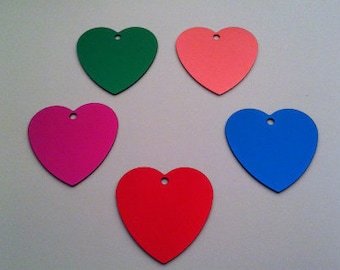 Custom laser engraved heart tags, id tag, identification tag, medical alert tag, pet tag, award tag, awareness tag